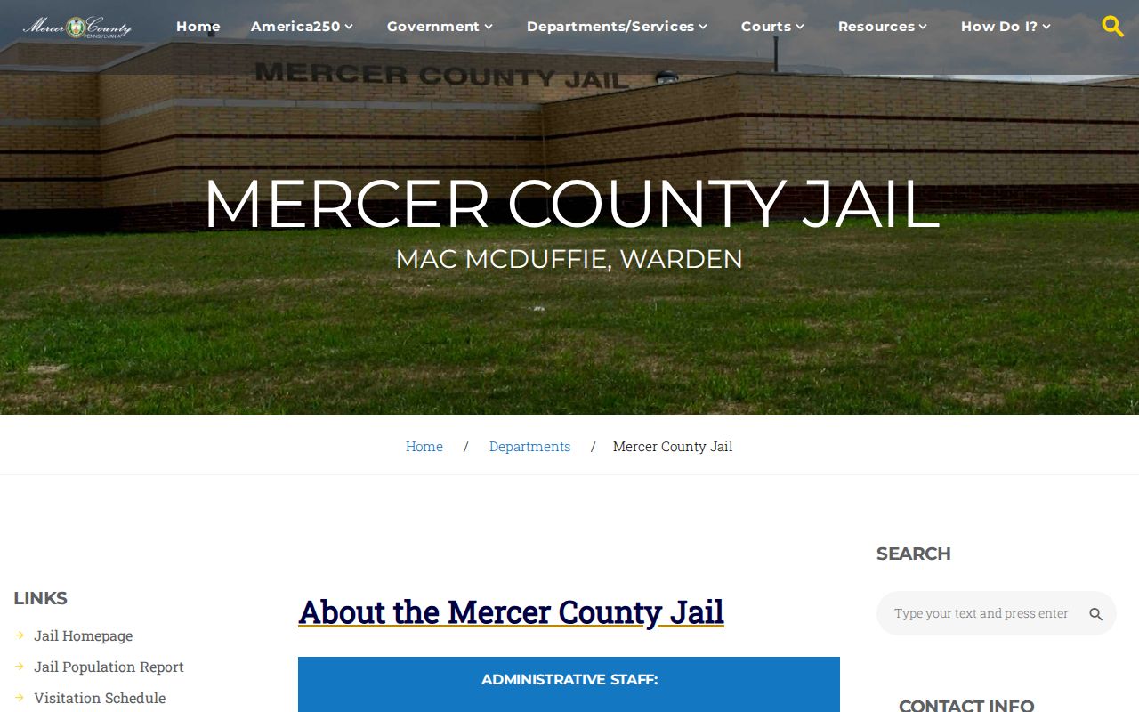 Mercer County Jail release records and facility information