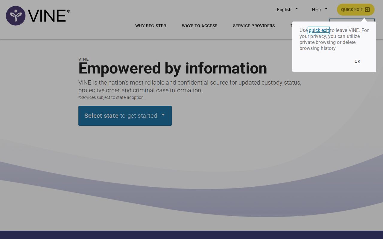 Mercer County VINE inmate check and release notification interface
